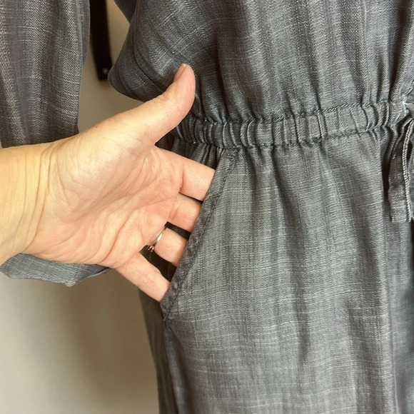 NWOT Banana Republic Factory long sleeve collarless shirtdress - Picture 7 of 9